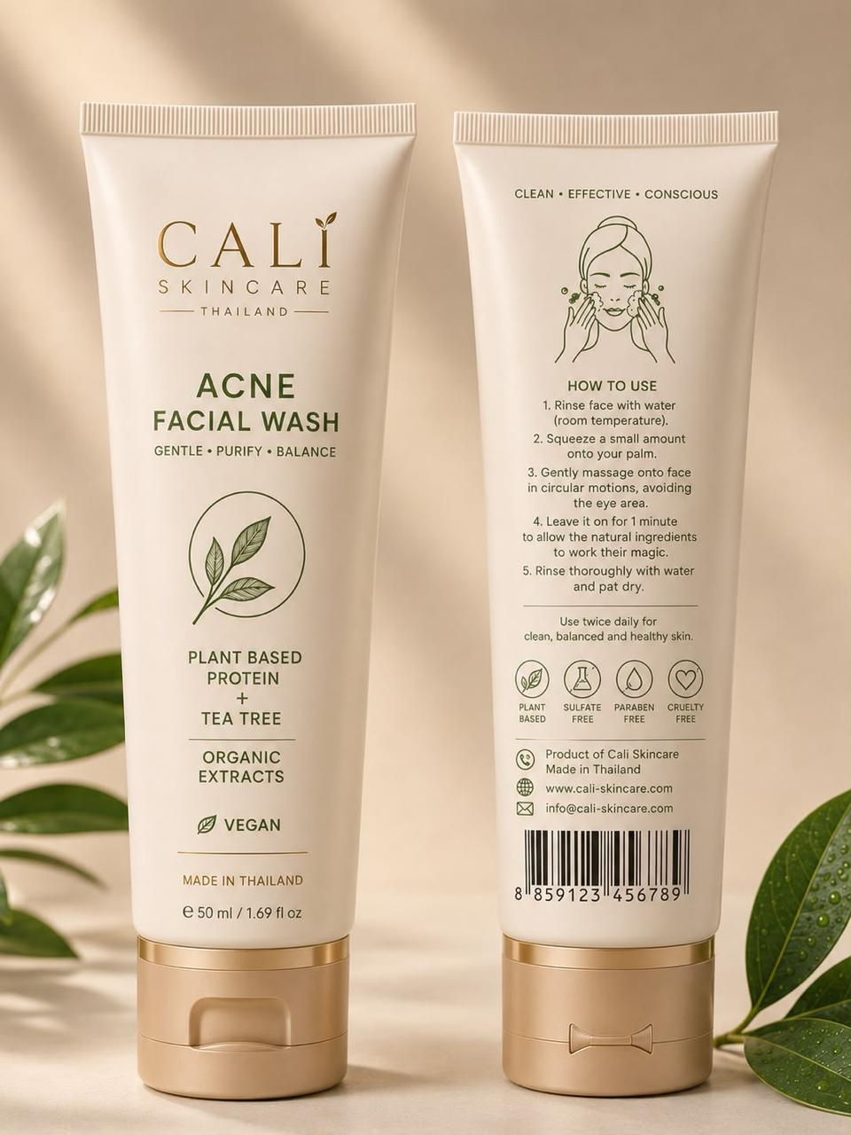 Cali Skincare Acne Facial Wash with tea tree