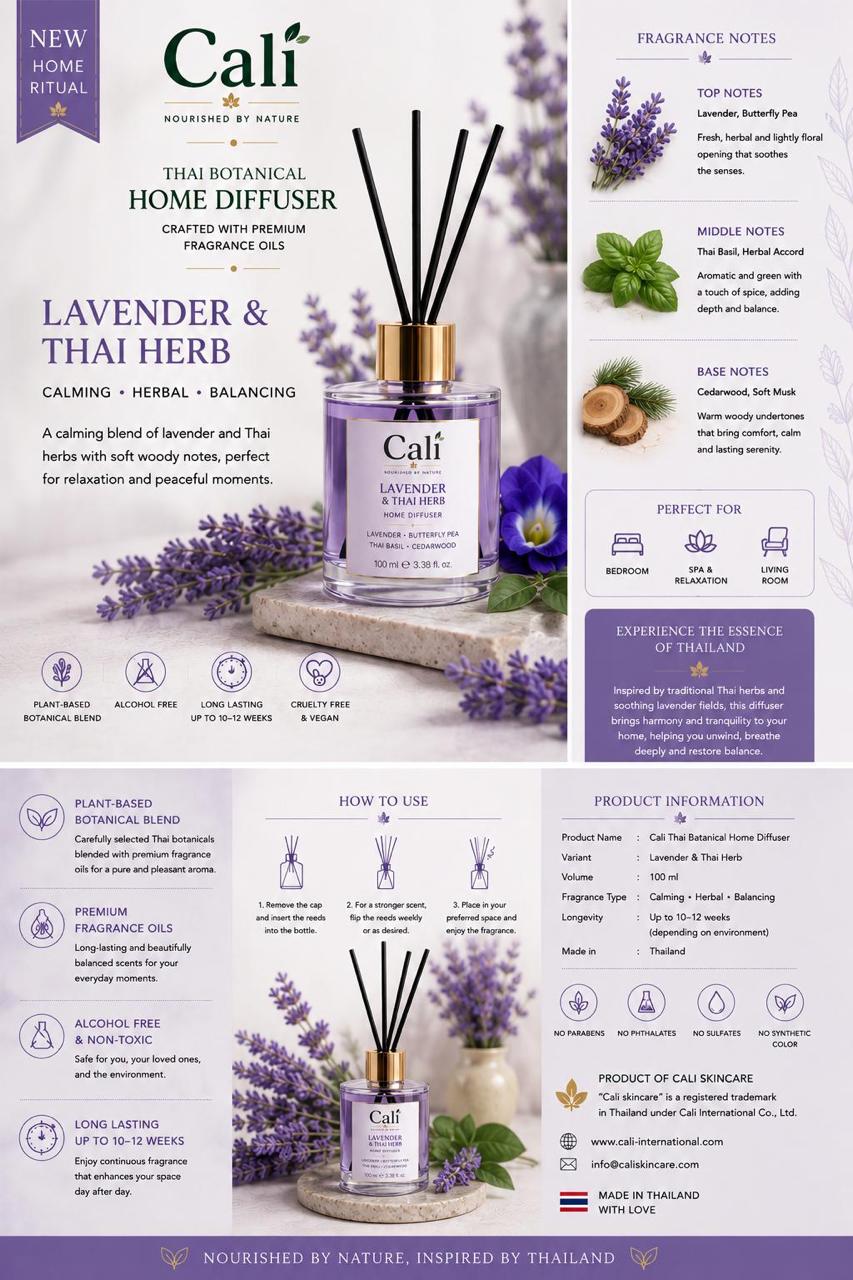Cali Lavender & Thai Herb Thai Botanical Home Diffuser
