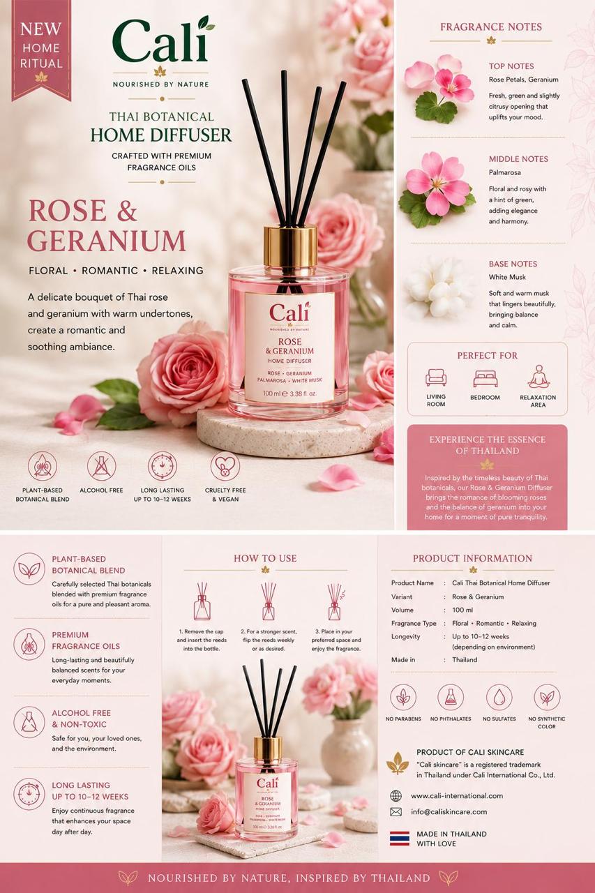 Cali Rose & Geranium Thai Botanical Home Diffuser