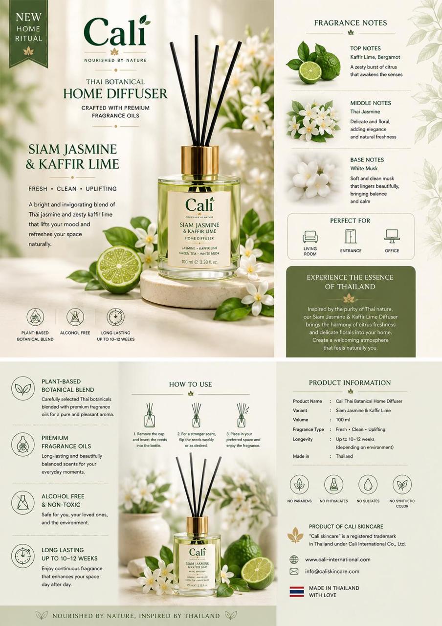 Cali Siam Jasmine & Kaffir Lime Thai Botanical Home Diffuser