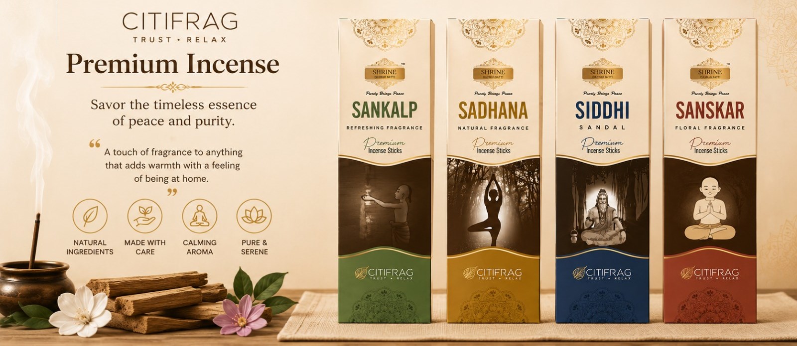 CITIFRAG Premium Incense — Sankalp, Sadhana, Siddhi and Sanskar premium incense sticks