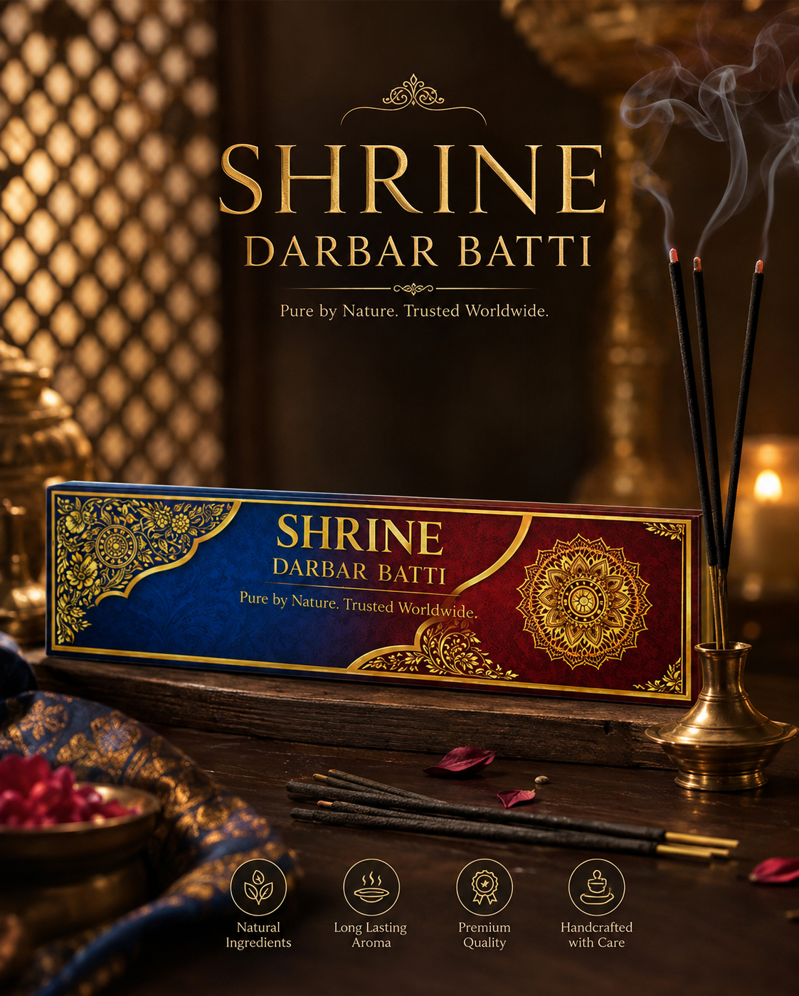 Shrine Darbar Batti premium 3-in-1 incense — Pure by Nature, Trusted Worldwide